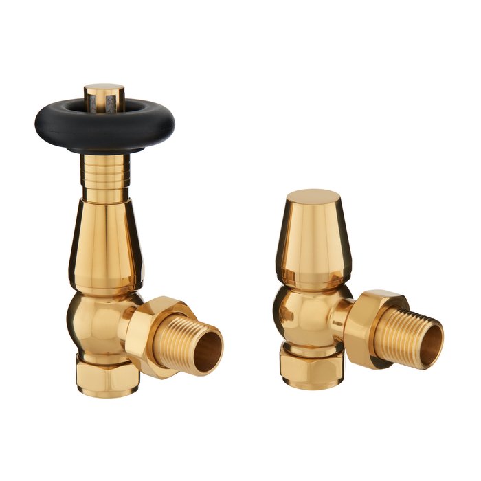 Stratford Gold/Brass Thermostatic Radiator Valve Set (CDC-STRATTRV-BRASS)