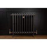 Traditional Victorian 4 Column 660mm Cast Iron Radiator 10 Section MB with Antique Brass Accessories