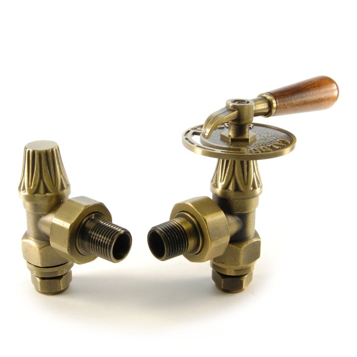 Welford Lever Aged Brass Manual Radiator Valve Set (CDC-WELFORD-AG-BR)
